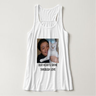 Customised Cat Mum Family Pet Photo Black White Singlet