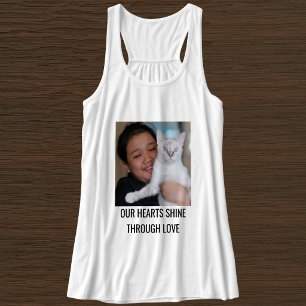 Customised Cat Mum Family Pet Photo Black White Singlet