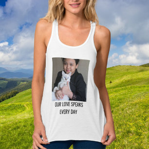 Customised Cat Mum Family Pet Photo Cute White Singlet