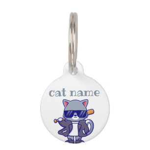 customised cat name and lost details black Cat Pet Tag