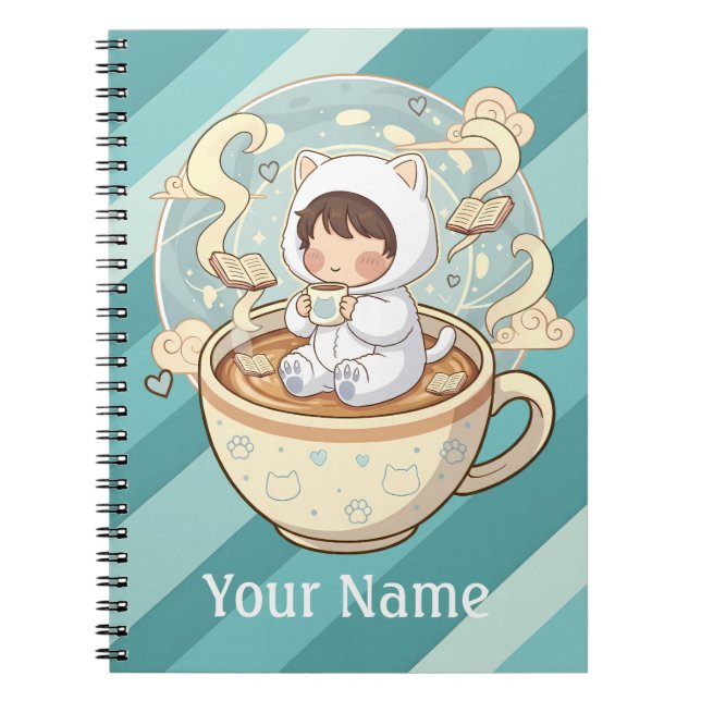 Customised Cat Notebook Journal for Student Writer (Front)