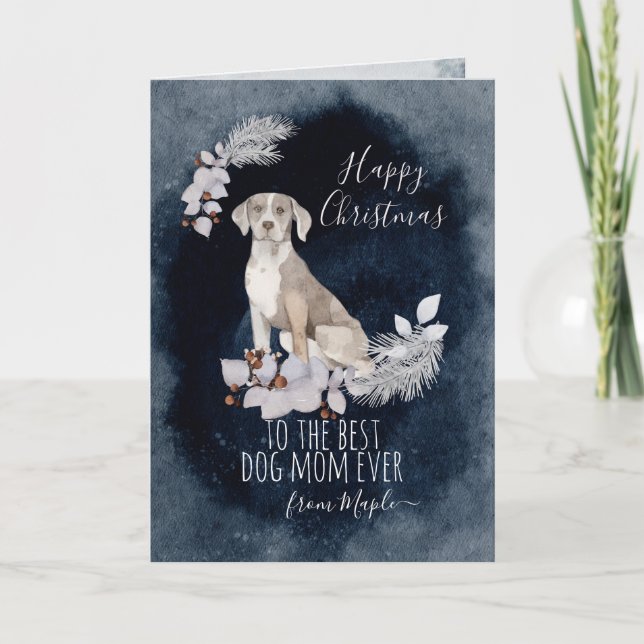 Customised Catahoula Leopard Dog Mum Christmas Holiday Card (Front)