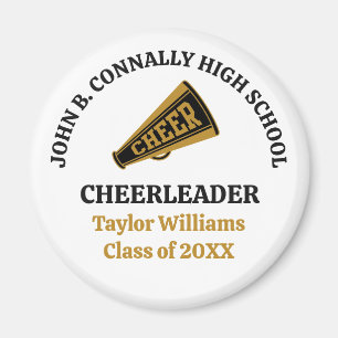 Customised Cheerleader Black Gold High School Magnet