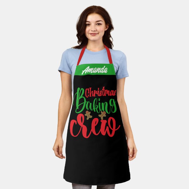 Customised Chef Name Aprons, Christmas Baking Crew Apron (Worn)