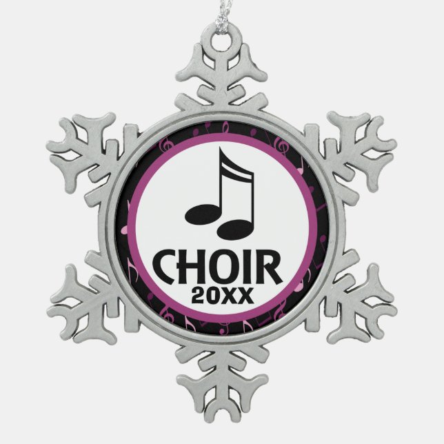 Customised Choir Music Gift Snowflake Pewter Christmas Ornament (Front)