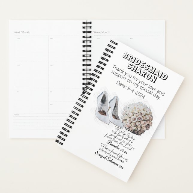 Customised Christian Faith Bridesmaid Gift  Planner (Display)