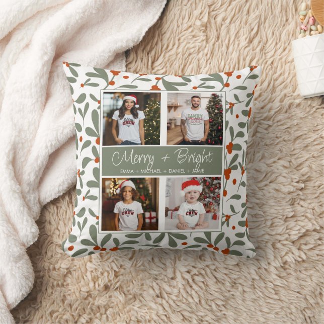 Customised Christmas 4 Photo Collage Cushion (Blanket)