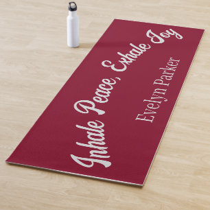 Customised Christmas Bugundy Silver Sparkle Script Yoga Mat