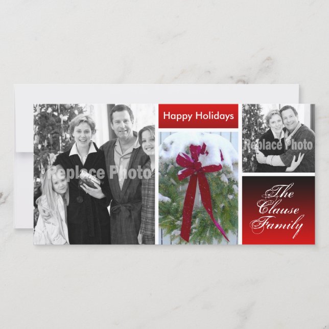 Customised Christmas Cards Holiday Photo Template (Front)