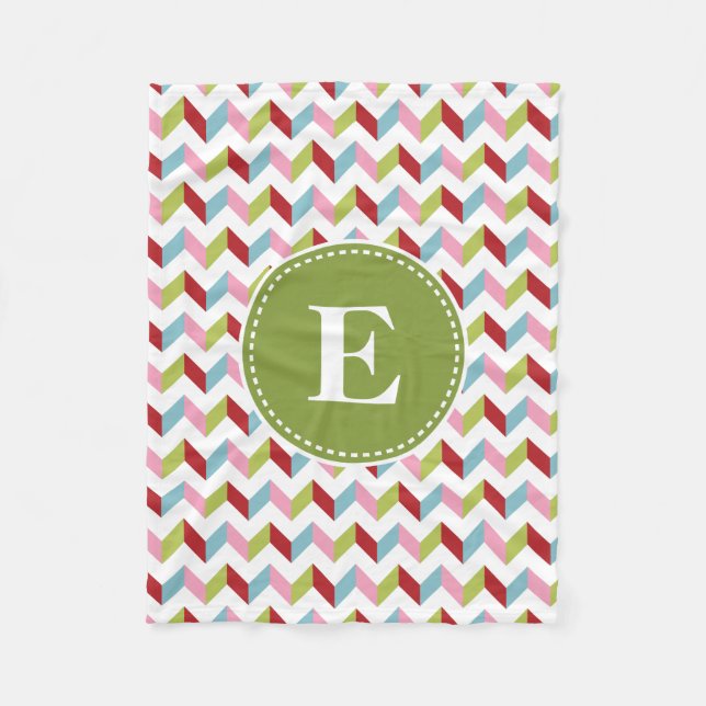 Customised Christmas Chevron Pattern Fleece Blanket (Front)