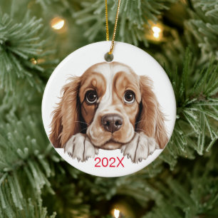 Customised Christmas Cocker Dog Ceramic Tree Decoration