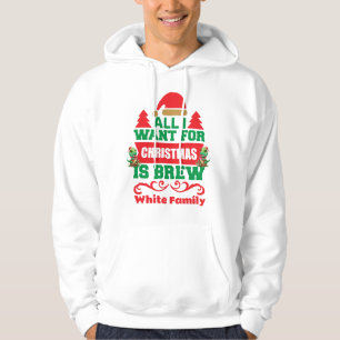 Customised Christmas Dinosaur All I Want Is Brew Hoodie