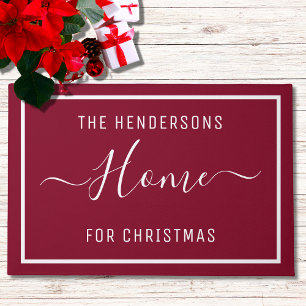 Customised Christmas Family Burgundy Doormat