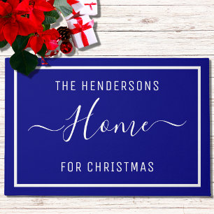 Customised Christmas Family Navy Blue Doormat