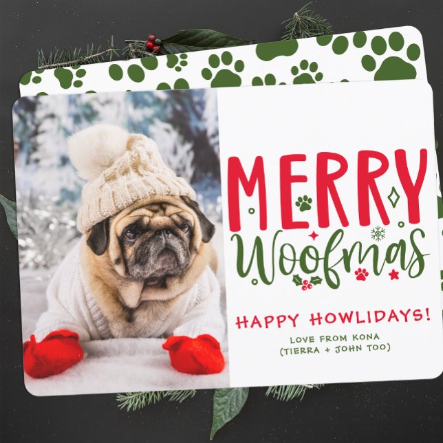 Customised Christmas Puppy Picture Funny Dog Photo Holiday Card (Creator Uploaded)