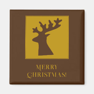 Customised Christmas Reindeer Head Bronze Gold Magnet