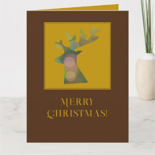 Customised Christmas Reindeer Head Deep Bronze Card