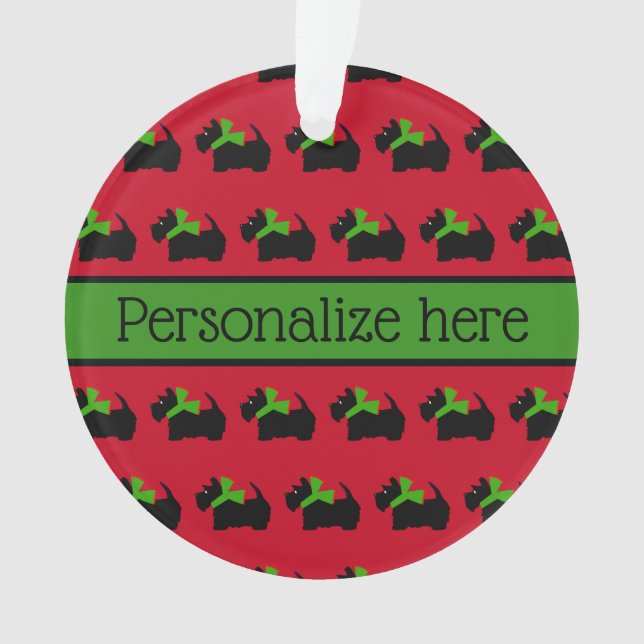 Customised Christmas Scottie Dog  Ornament (Front)