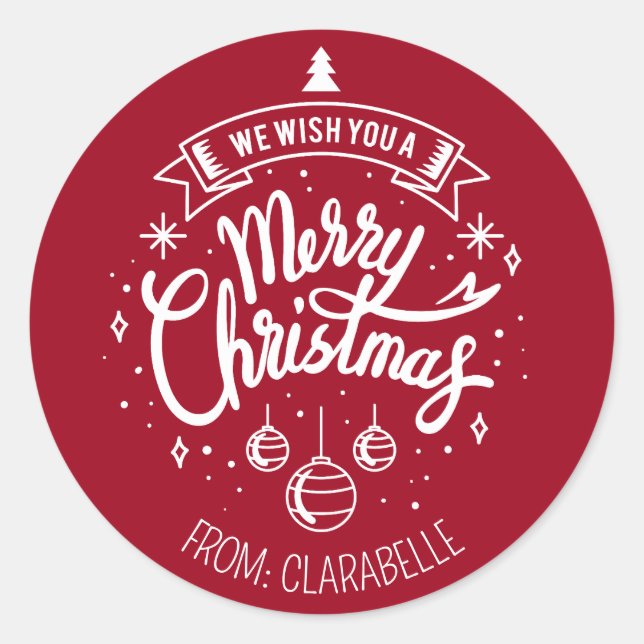 Customised Christmas Stickers (Simple Modern Red) (Front)