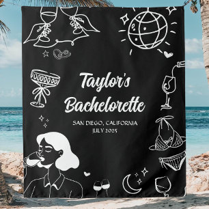 Customised Coastal Beach Bachelorette Party Decor Tapestry