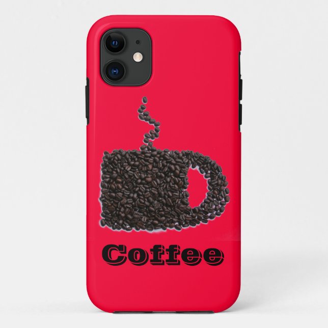Customised Coffee Beans Red iPhone Case (Back)