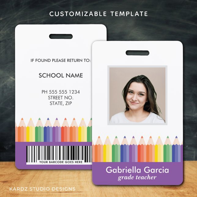 Customised Colourful School Teacher Code ID badge (Creator Uploaded)