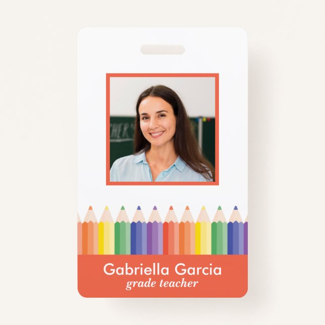 Customised Colourful School Teacher ID badge (Front)