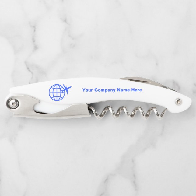 Customised company logo bottle opener corkscrew (Front)