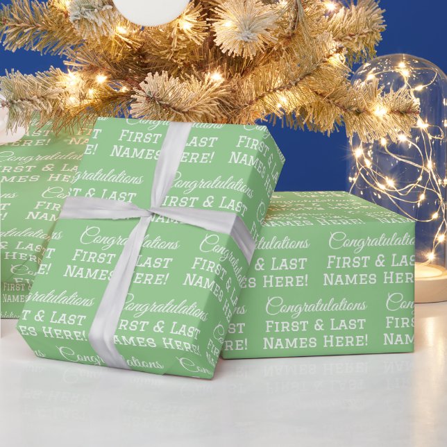 Customised Congratulations Name All Occasion Green Wrapping Paper (Holidays)
