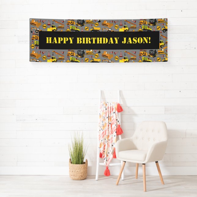 Customised Construction Trucks Pattern Banner (Insitu)