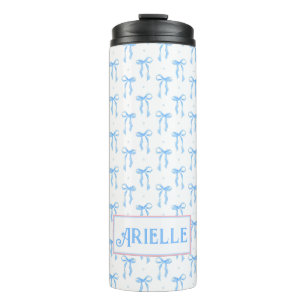 Customised Coquette Blue Bow  Thermal Tumbler