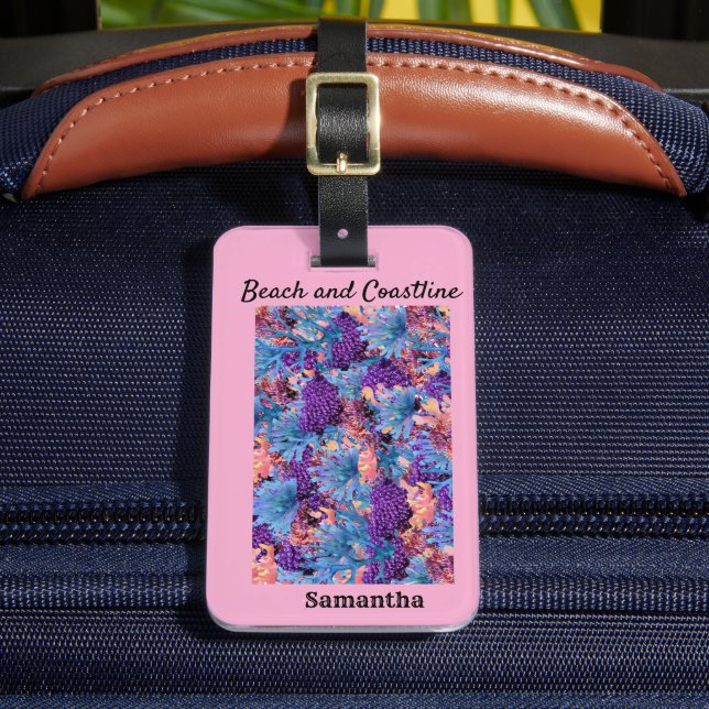 Customised Coral Collage  Luggage Tag (Front Insitu 2)