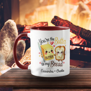 Customised Couples Cute "Butter to My Bread" Mug