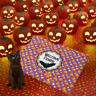 Customised Crazy Candy Corn Black Bat Doormat