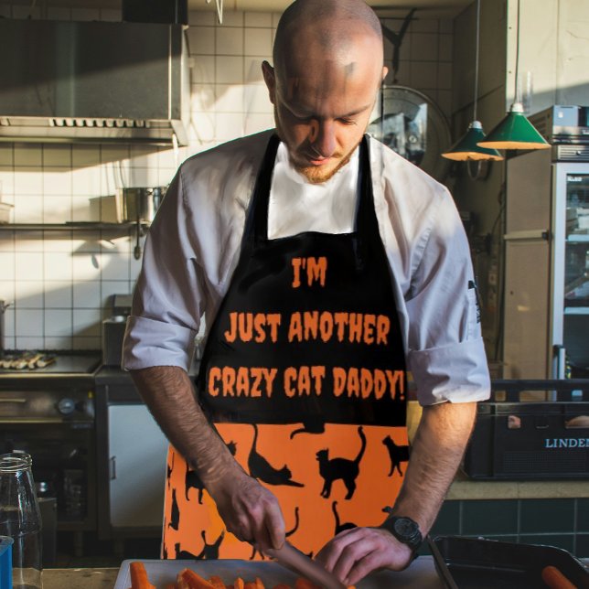 Customised Crazy Cat Daddy Halloween  Apron (Funny personalized Halloween aprons!)