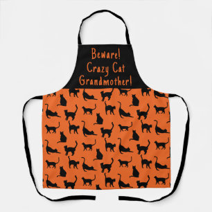 Customised Crazy Cat Grandmother Halloween Apron