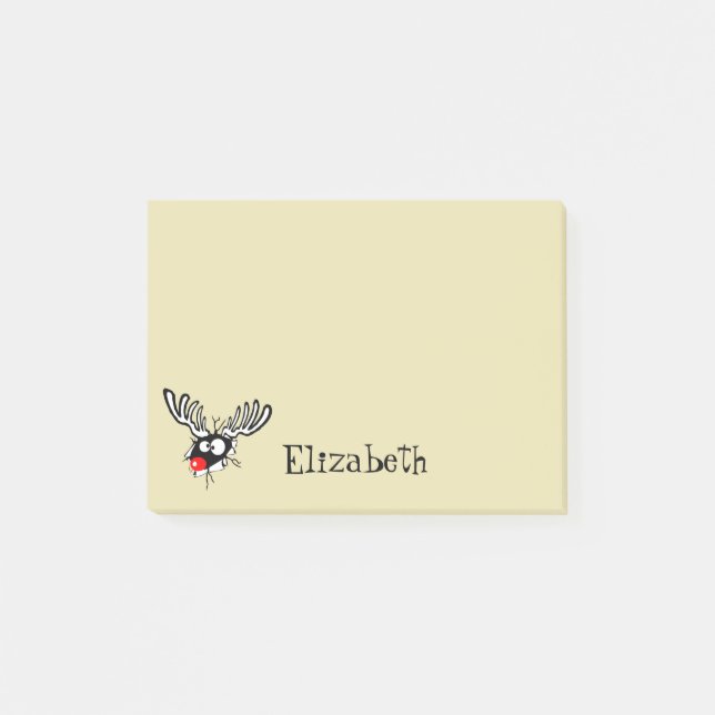 Customised Crazy Red Nosed Reindeer Post-it Notes (Front)