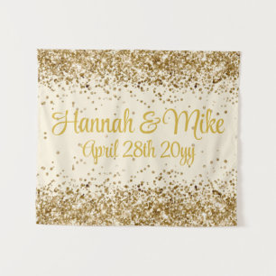 Customised Cream & Gold Wedding Photo Booth Prop  Tapestry