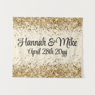 Customised Cream & Gold Wedding Photo Booth Prop Tapestry