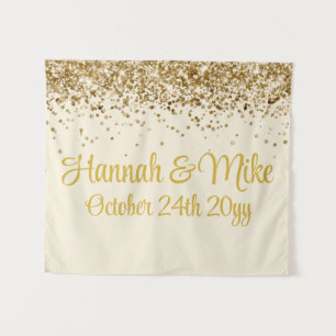 Customised Cream & Gold Wedding Photo Booth Prop  Tapestry