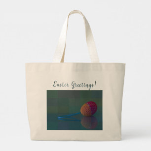 Customised Crochet Easter Egg Decor Photo Name Large Tote Bag