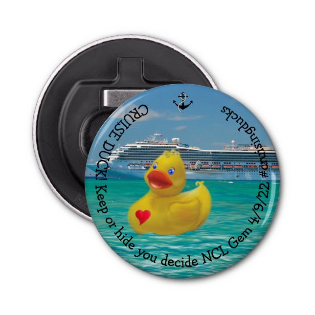 Customised Cruising Duck for grown ups Bottle Opener (Front)