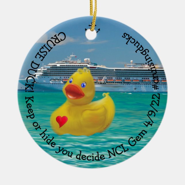 Customised Cruising Duck for grown ups Ceramic Tree Decoration (Front)