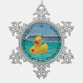 Customised Cruising Duck for grown ups Snowflake Pewter Christmas Ornament