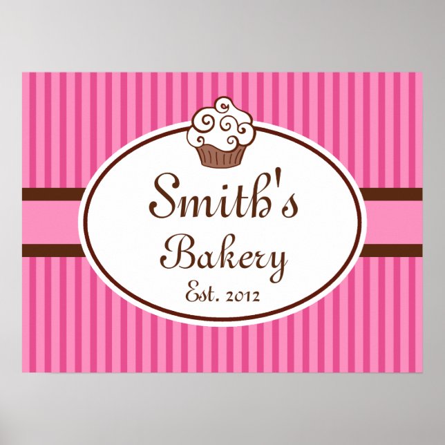 Customised Cupcake Bakery Sign Art  Print (Front)