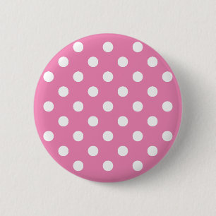 Customised cute baby pink polka dots  6 cm round badge