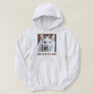 Customised Cute Cat Lover Ash Brown Text Pet Photo Hoodie