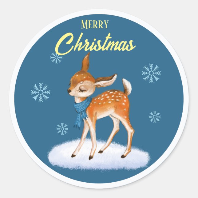 Customised Cute Christmas theme Classic Round Sticker (Front)