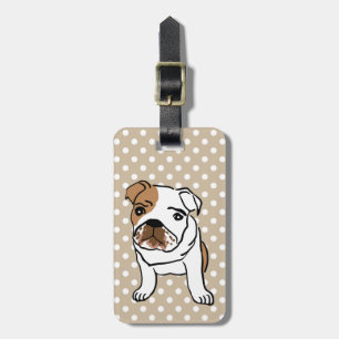 Customised Cute English Bulldog Illustration Luggage Tag