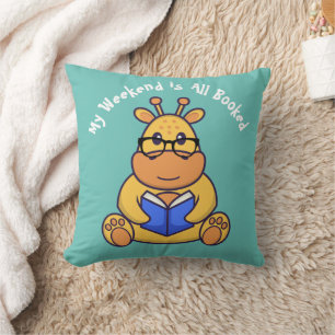 Customised Cute funny giraffe reading book Cushion